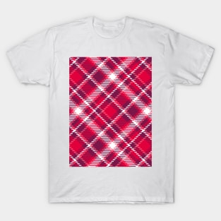 Retro Valentine's tartan pink burgundy pattern T-Shirt